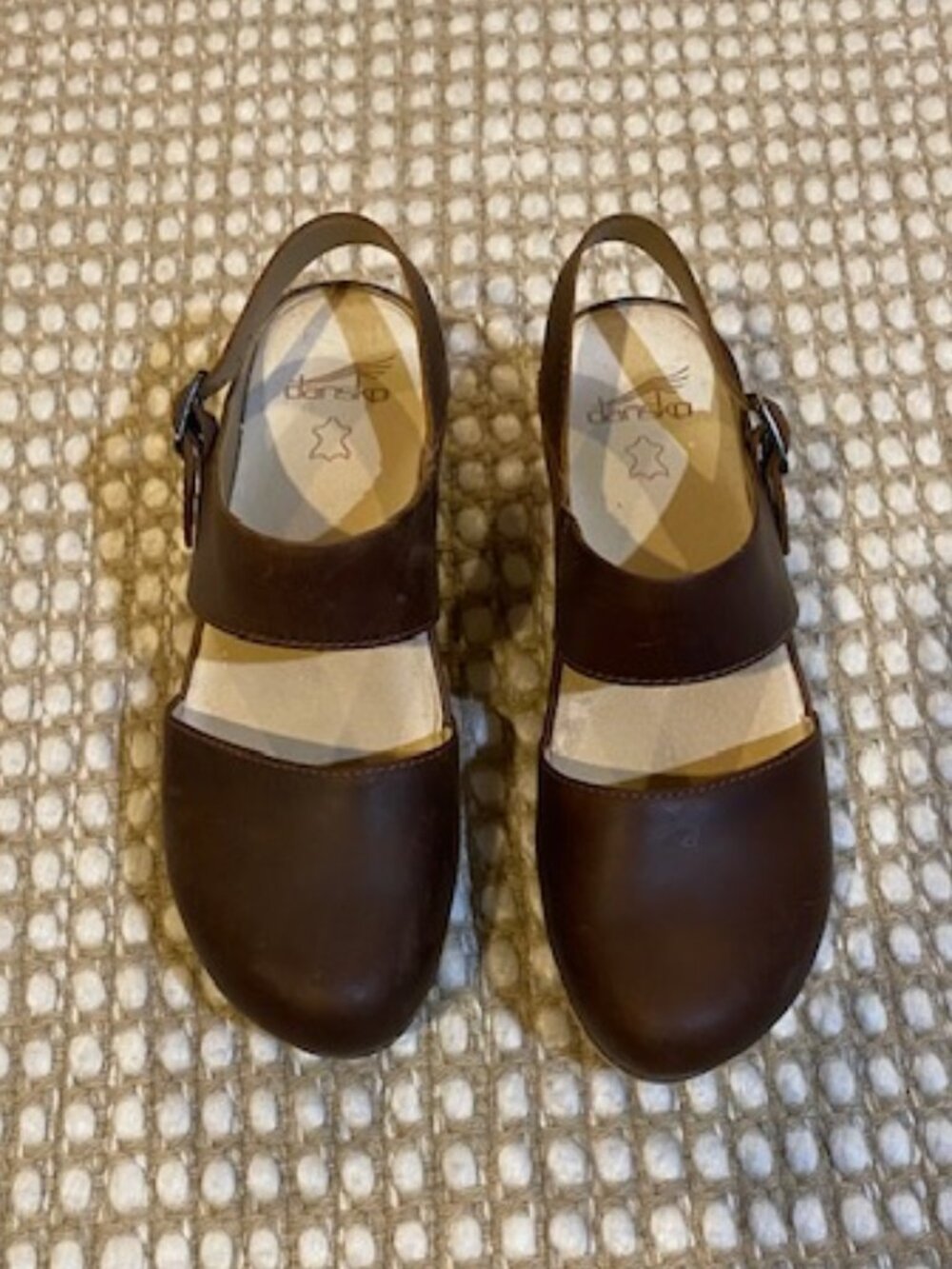 Dansko Brown Leather Clogs with Buckle Strap | Size 38 (US 7.5-8)